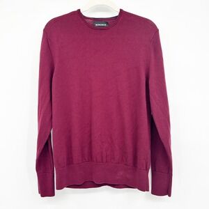 BONOBOS Mens Burgundy Merino Wool‎ Crewneck Fall Holiday Sweater Size L